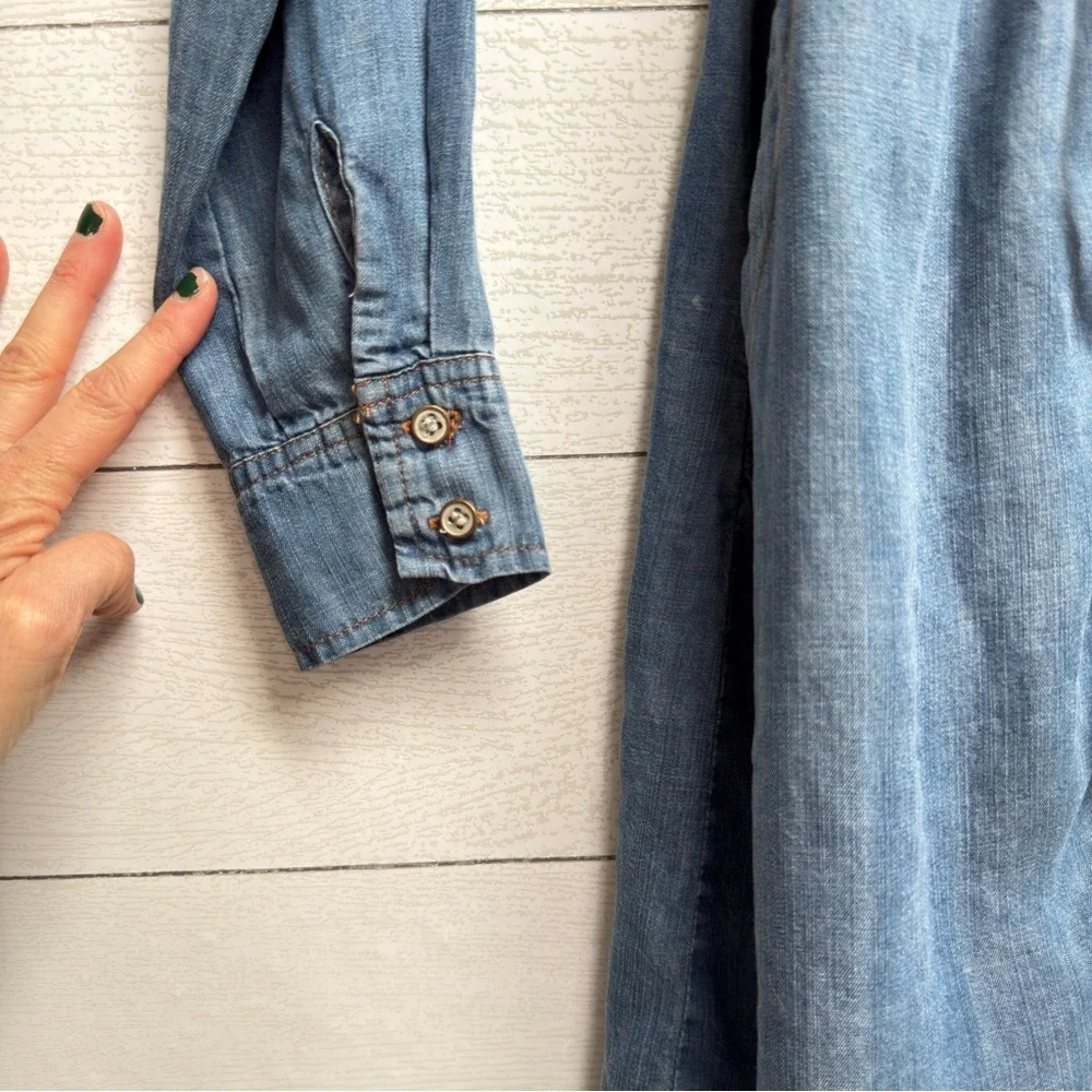 Lovestitch | Rayon Chambray Shirt Dress – Boho Casual | Size S